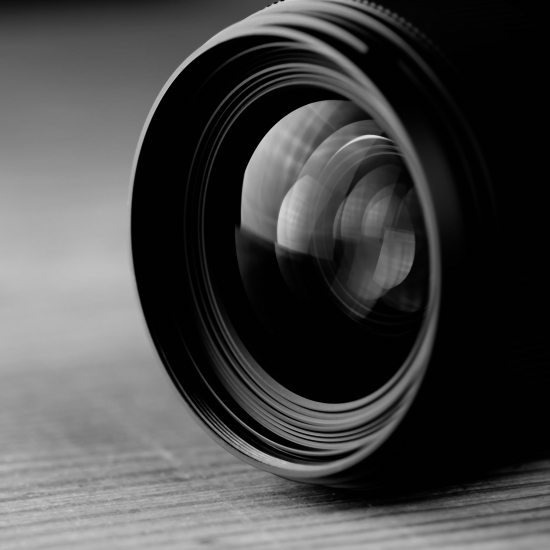 camera lens black and white